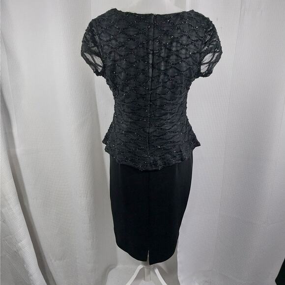CONNECTED APPAREL! LUXE BLACK TWINKLING DETAIL STRETCH KNIT MIDI DRESS! SZ 10 - Picture 6 of 10